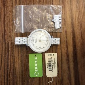 White Ceramic Fossil Watch